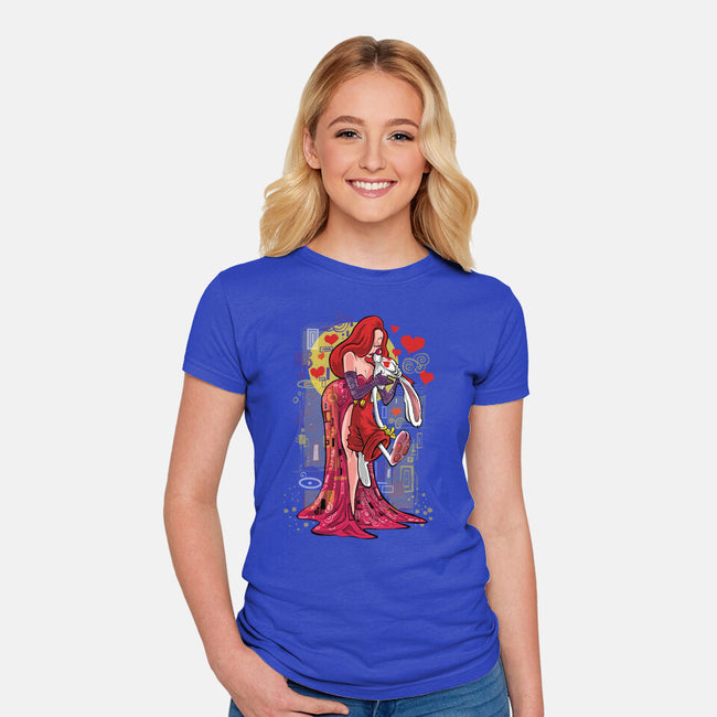 Animated Kiss-Womens-Fitted-Tee-zascanauta