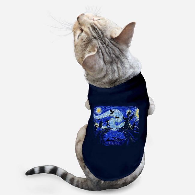 Deathly Hallow Starry Night-Cat-Basic-Pet Tank-fanfabio