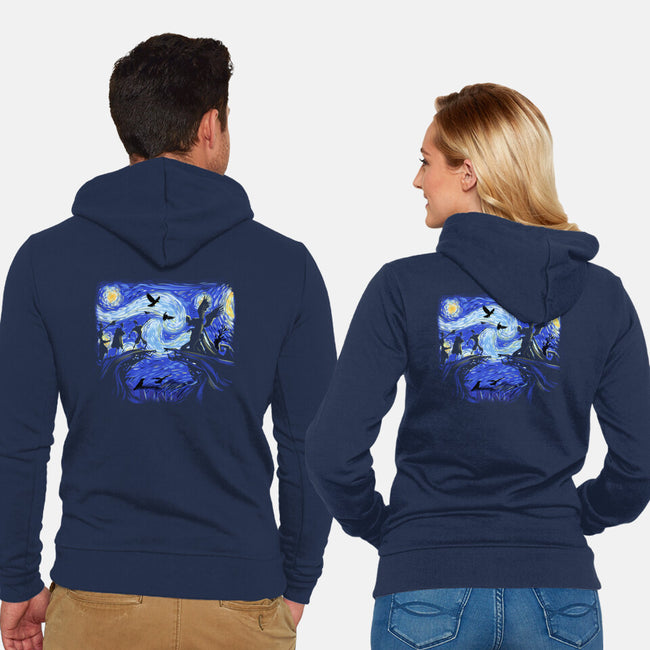 Deathly Hallow Starry Night-Unisex-Zip-Up-Sweatshirt-fanfabio