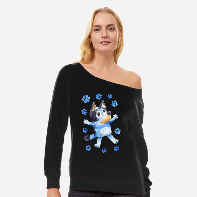 Dog Splash-Womens-Off Shoulder-Sweatshirt-nickzzarto