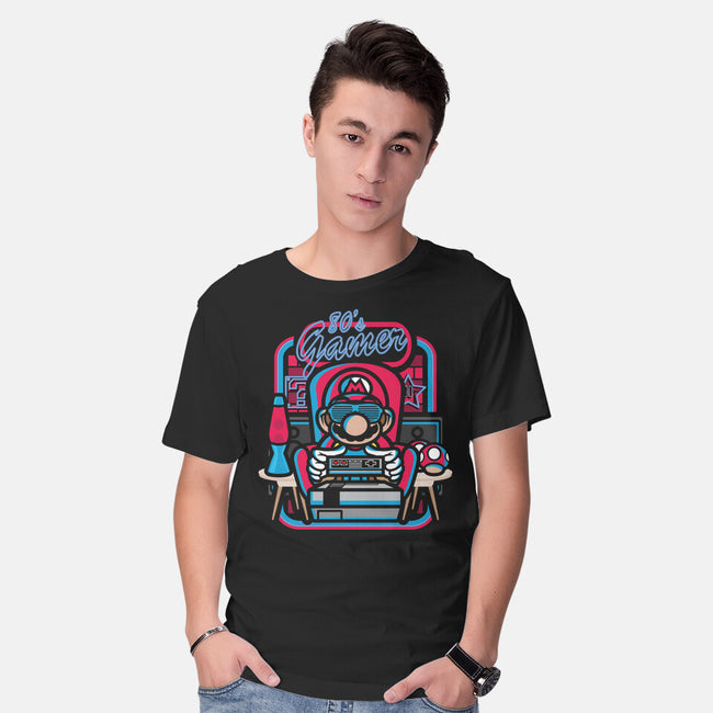 80s Gamer Room-Mens-Basic-Tee-jrberger