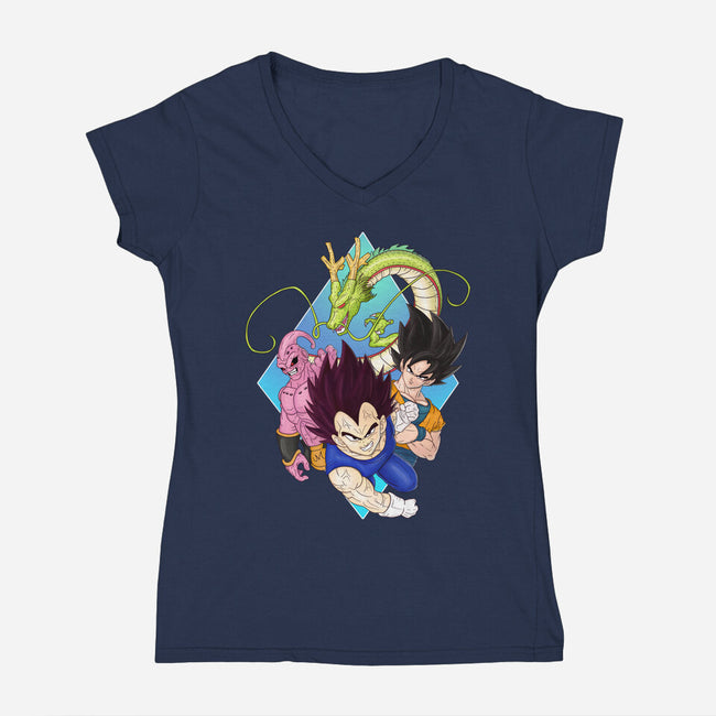 Dragon Ball Crew-Womens-V-Neck-Tee-MaxoArt