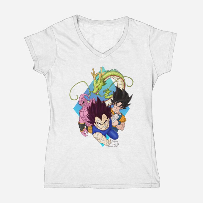 Dragon Ball Crew-Womens-V-Neck-Tee-MaxoArt