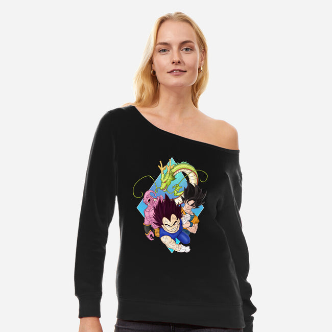 Dragon Ball Crew-Womens-Off Shoulder-Sweatshirt-MaxoArt