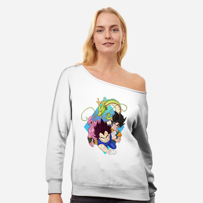 Dragon Ball Crew-Womens-Off Shoulder-Sweatshirt-MaxoArt