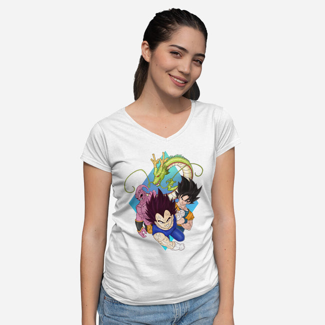 Dragon Ball Crew-Womens-V-Neck-Tee-MaxoArt