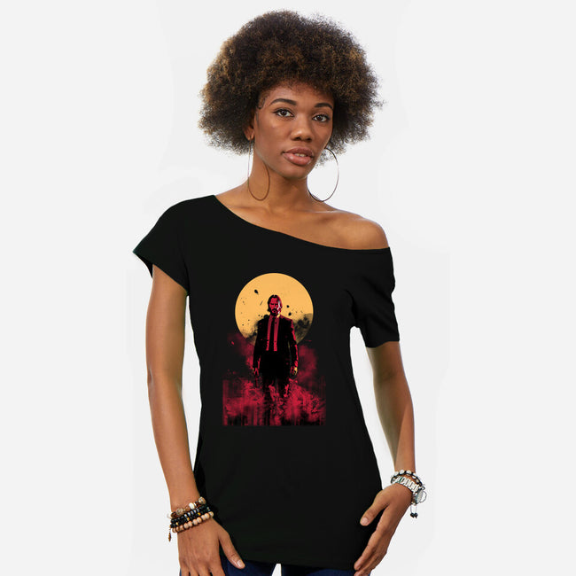 The Boogeyman Under The Sun-Womens-Off Shoulder-Tee-ddjvigo