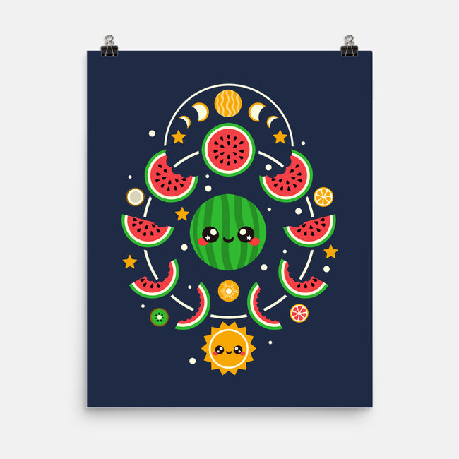 Watermelon Moon Phases-None-Matte-Poster-NemiMakeit