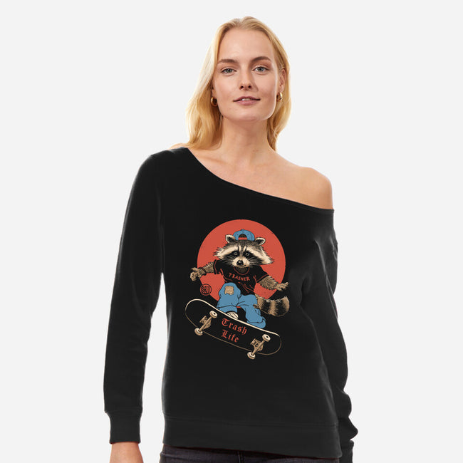 Trasher On Skates-Womens-Off Shoulder-Sweatshirt-vp021