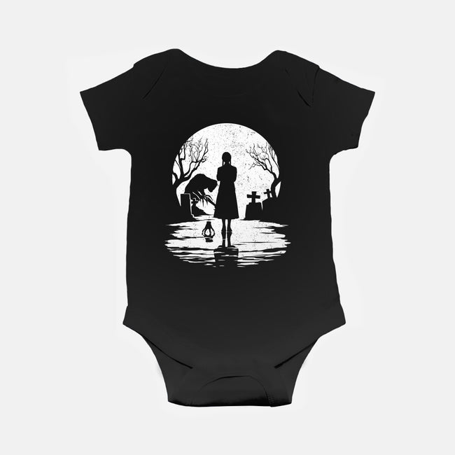 Spooky Moon-Baby-Basic-Onesie-GrayspellHouse