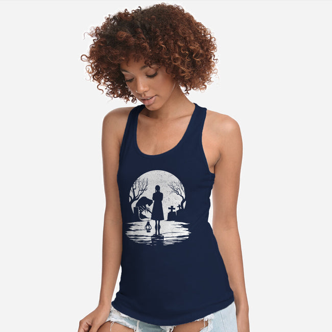 Spooky Moon-Womens-Racerback-Tank-GrayspellHouse