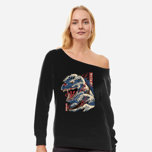 Great Godzilla-Womens-Off Shoulder-Sweatshirt-gaci