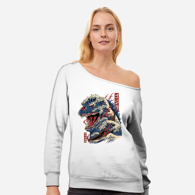 Great Godzilla-Womens-Off Shoulder-Sweatshirt-gaci