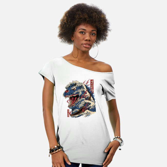 Great Godzilla-Womens-Off Shoulder-Tee-gaci