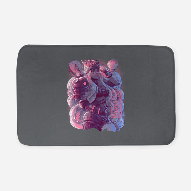 Cyber Kitsune Samurai-None-Memory Foam-Bath Mat-Bruno Mota