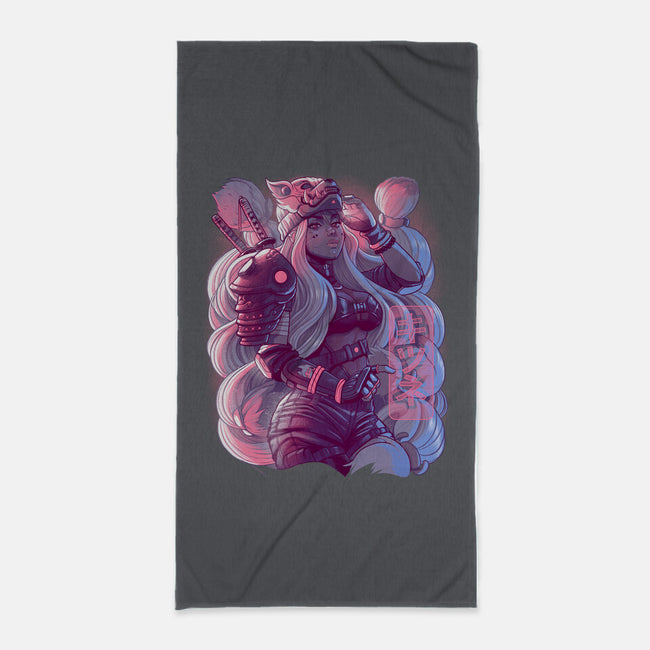 Cyber Kitsune Samurai-None-Beach-Towel-Bruno Mota