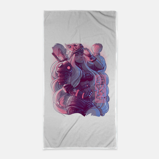 Cyber Kitsune Samurai-None-Beach-Towel-Bruno Mota