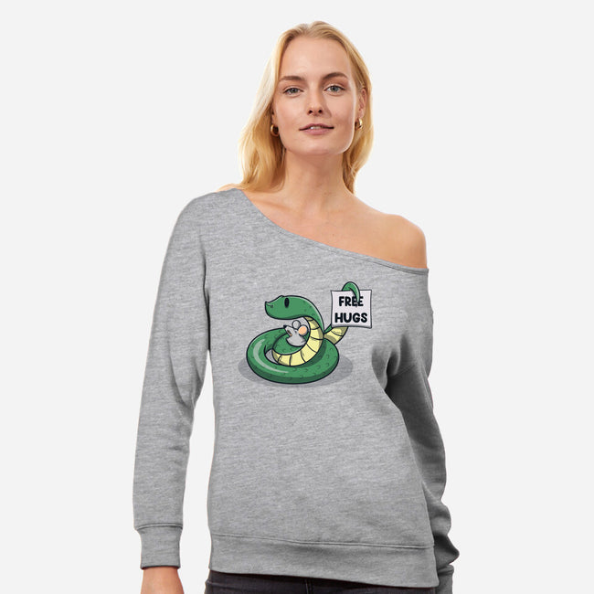 Hugs Are Free-Womens-Off Shoulder-Sweatshirt-Claudia