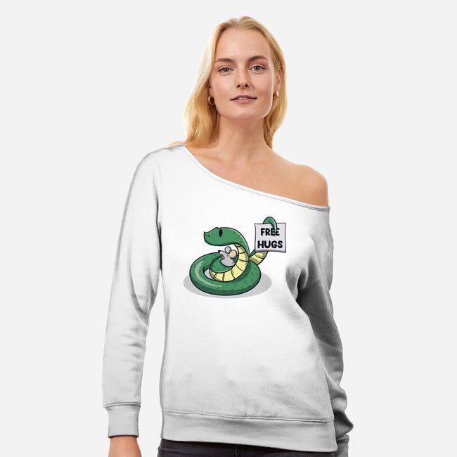 Hugs Are Free-Womens-Off Shoulder-Sweatshirt-Claudia