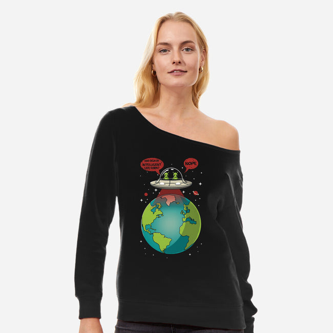 No Intelligent Life Form Found-Womens-Off Shoulder-Sweatshirt-erion_designs