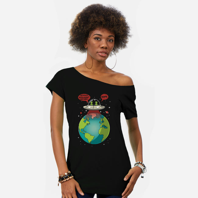 No Intelligent Life Form Found-Womens-Off Shoulder-Tee-erion_designs