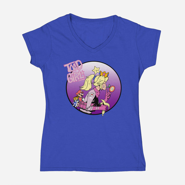 Toad Girl-Womens-V-Neck-Tee-Nerding Out Studio