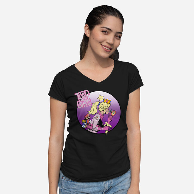 Toad Girl-Womens-V-Neck-Tee-Nerding Out Studio