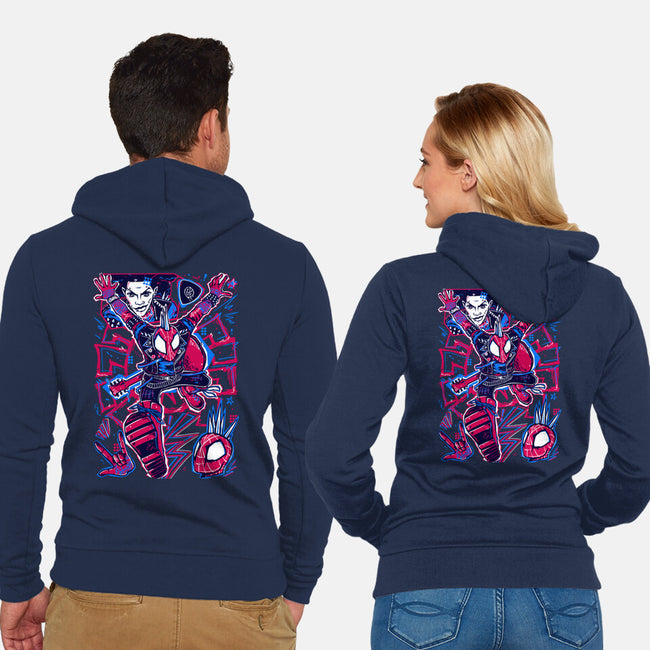 Hobie Brown Spider Punk-Unisex-Zip-Up-Sweatshirt-Panchi Art