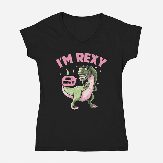 I'm Rexy-Womens-V-Neck-Tee-tobefonseca