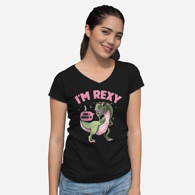 I'm Rexy-Womens-V-Neck-Tee-tobefonseca