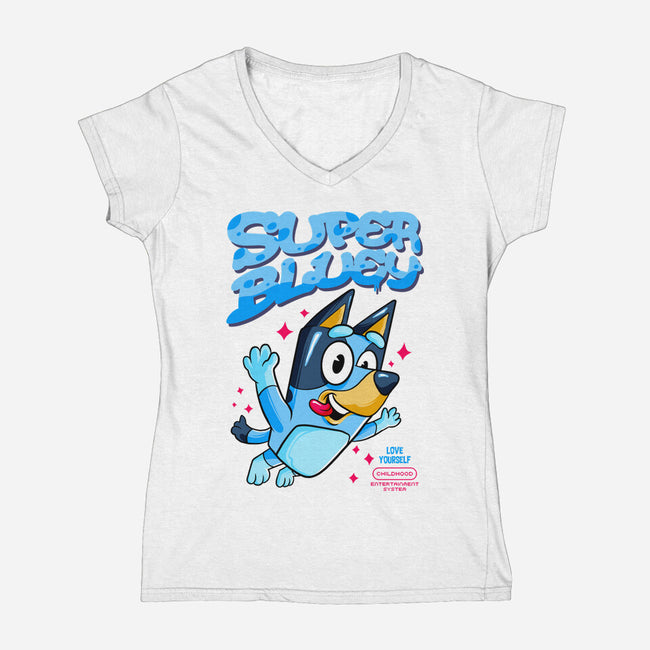 Super Bluey-Womens-V-Neck-Tee-spoilerinc