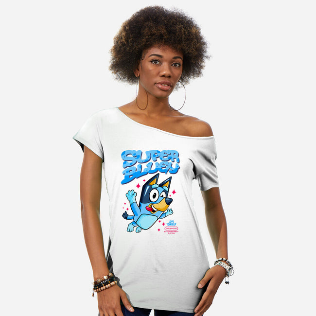 Super Bluey-Womens-Off Shoulder-Tee-spoilerinc