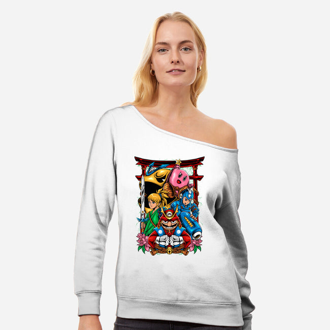 Game Heroes-Womens-Off Shoulder-Sweatshirt-spoilerinc