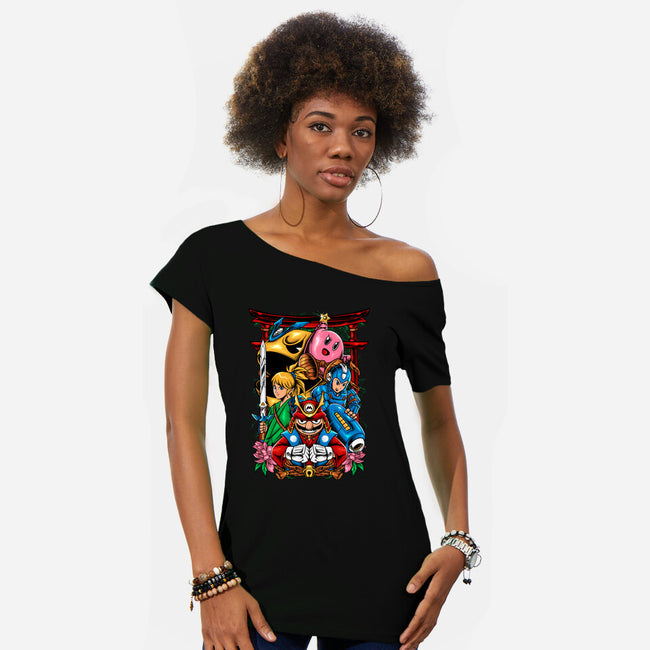 Game Heroes-Womens-Off Shoulder-Tee-spoilerinc