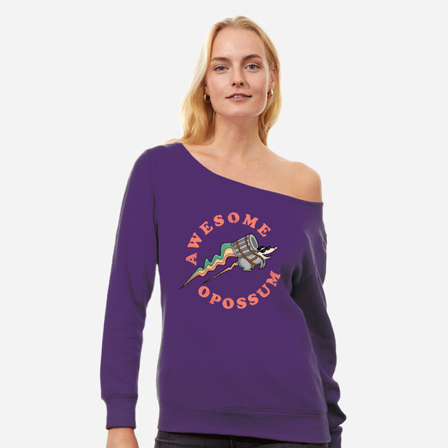 Awesome Opossum-Womens-Off Shoulder-Sweatshirt-sachpica