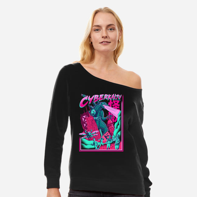 Cyber Kaiju-Womens-Off Shoulder-Sweatshirt-sachpica