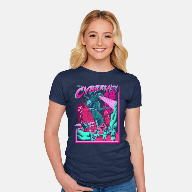 Cyber Kaiju-Womens-Fitted-Tee-sachpica