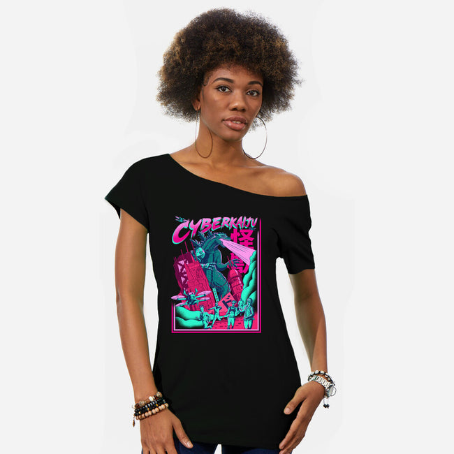 Cyber Kaiju-Womens-Off Shoulder-Tee-sachpica