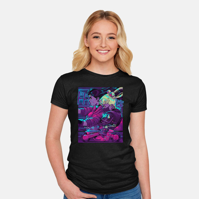 Neon Moon Eclipse-Womens-Fitted-Tee-Bruno Mota