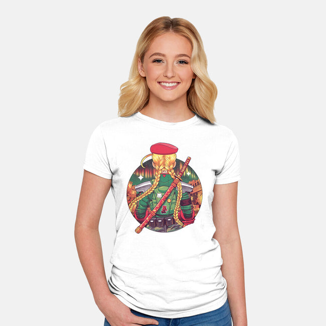 Autumn Fighter-Womens-Fitted-Tee-Bruno Mota