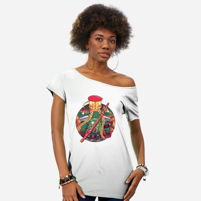 Autumn Fighter-Womens-Off Shoulder-Tee-Bruno Mota