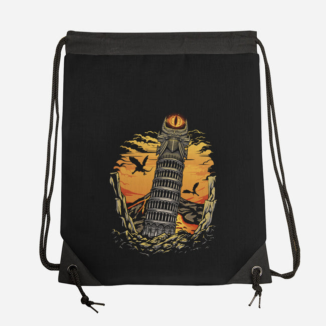 Leaning Dark Tower-None-Drawstring-Bag-Olipop