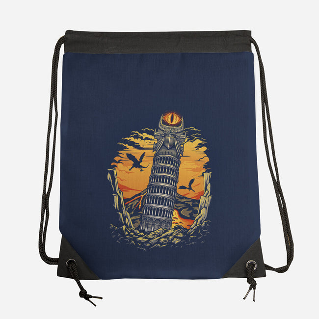 Leaning Dark Tower-None-Drawstring-Bag-Olipop