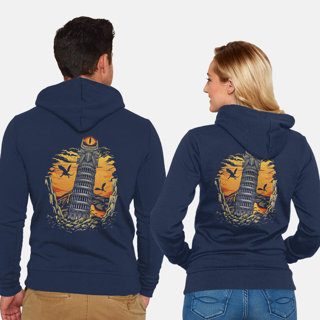 Leaning Dark Tower-Unisex-Zip-Up-Sweatshirt-Olipop