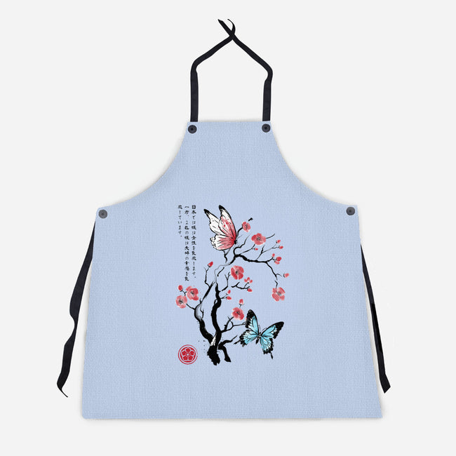 Two Butterflies Sumi-e-Unisex-Kitchen-Apron-DrMonekers