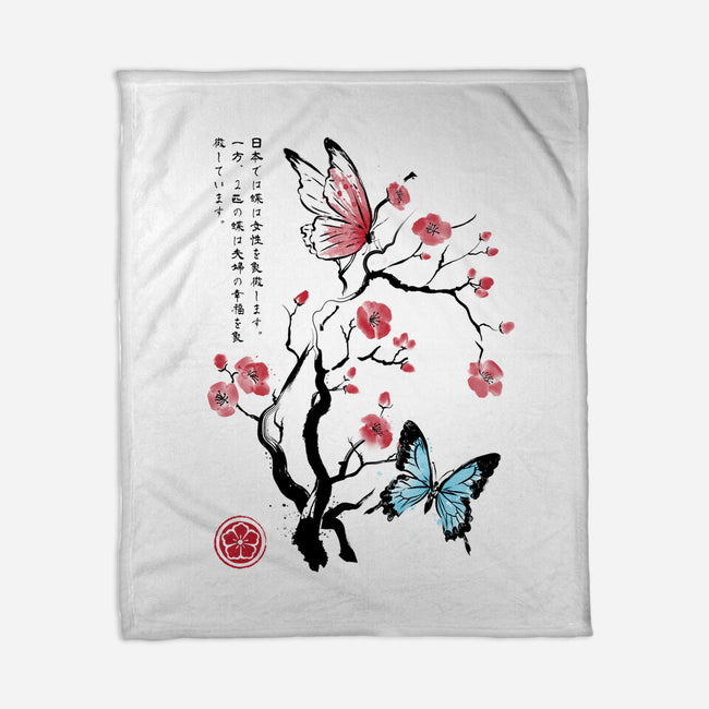 Two Butterflies Sumi-e-None-Fleece-Blanket-DrMonekers