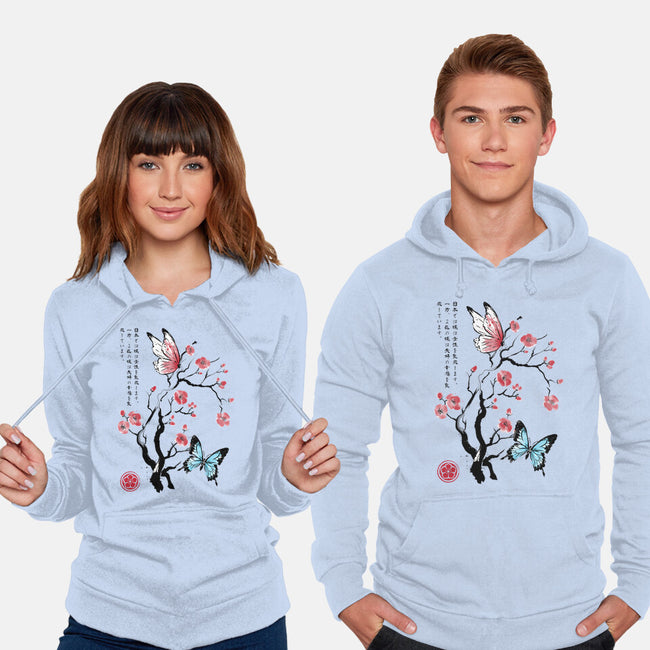 Two Butterflies Sumi-e-Unisex-Pullover-Sweatshirt-DrMonekers