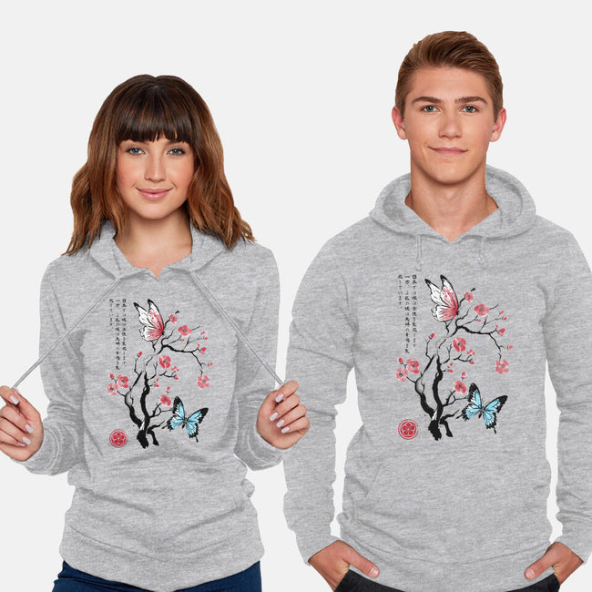 Two Butterflies Sumi-e-Unisex-Pullover-Sweatshirt-DrMonekers