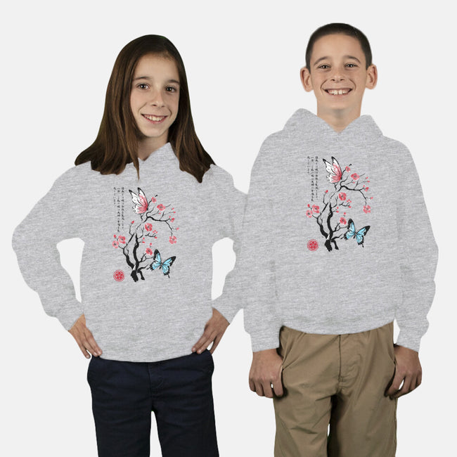 Two Butterflies Sumi-e-Youth-Pullover-Sweatshirt-DrMonekers