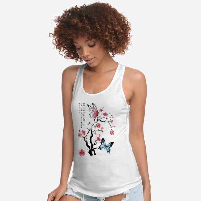 Two Butterflies Sumi-e-Womens-Racerback-Tank-DrMonekers